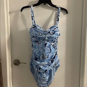 NWT Lilly Pulitzer Sz 14 Solaria 1 Piece Bonaire Blue Coastal constellation $158